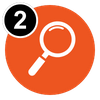 icon of a 2 and a magnifying glass