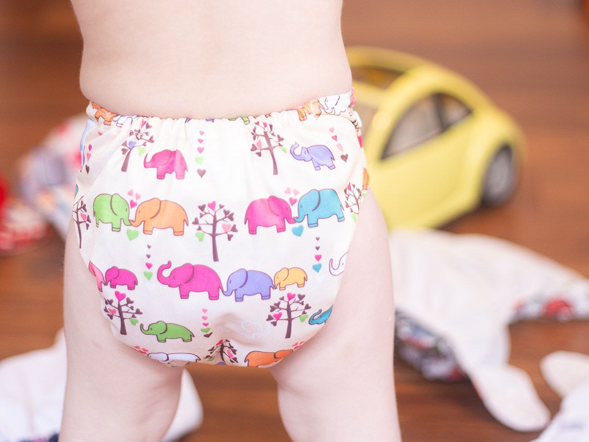  Baby wearing a cloth diaper from Bum Baby Bum.