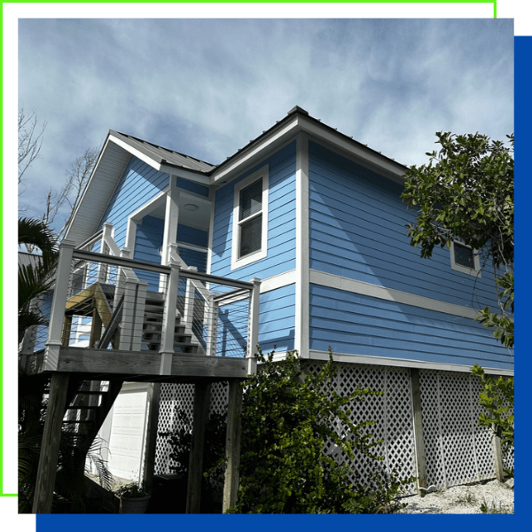 house with new blue siding
