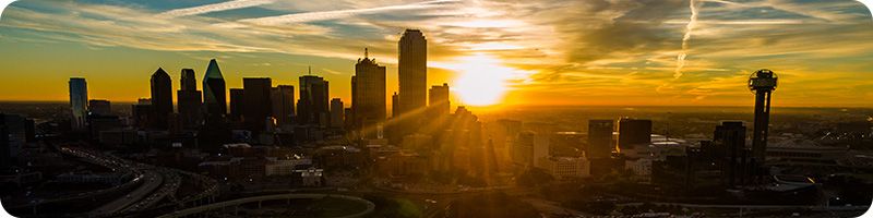 dallas skyline, sunset