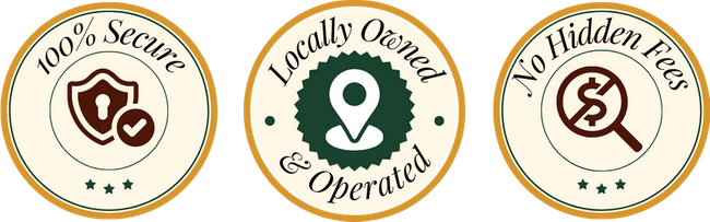 badges: 100% secure, locally owned & operated, no hidden fees