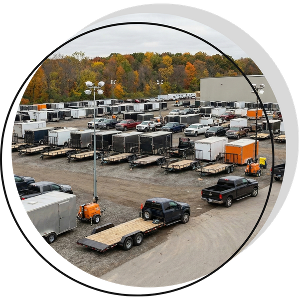 a seasonal trailer inventory staged for relocation