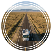 Motorhome driving on an open highway