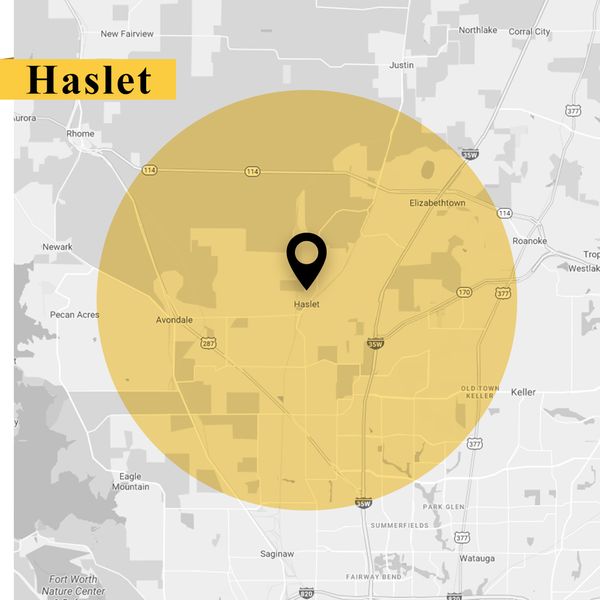 Service area map of Haslet Texas