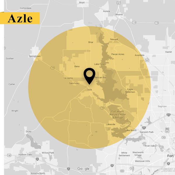 Service area map of Azle Texas