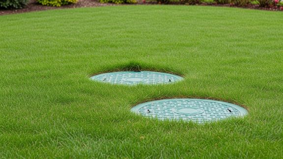 septic tank lids in yard
