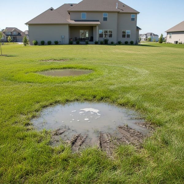 puddles of water in yard