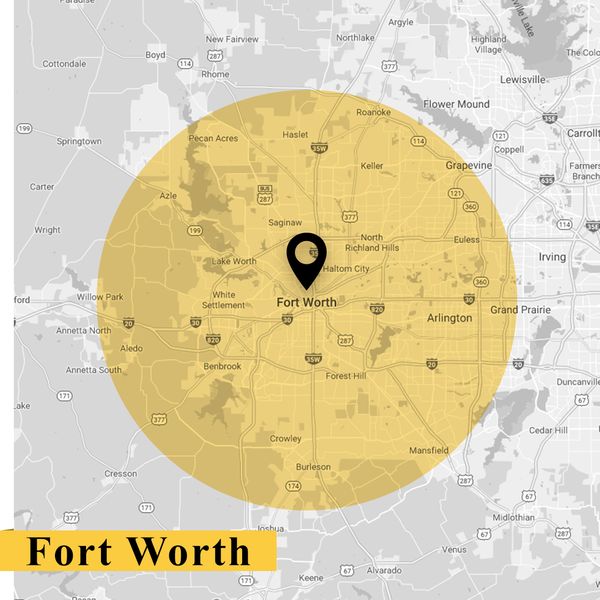 Service area map of Fort Worth