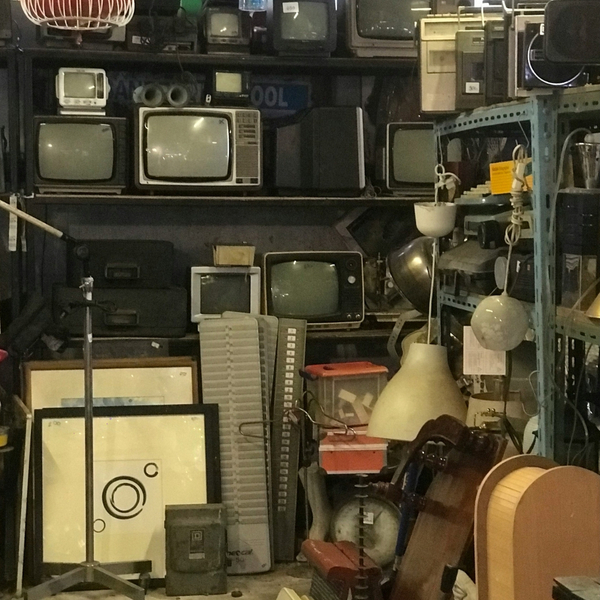 Antique electronics in a storage unit