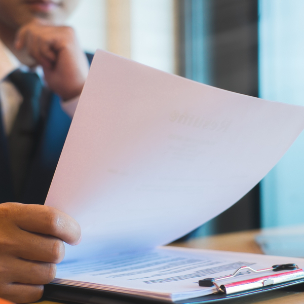 Businessman reading documents