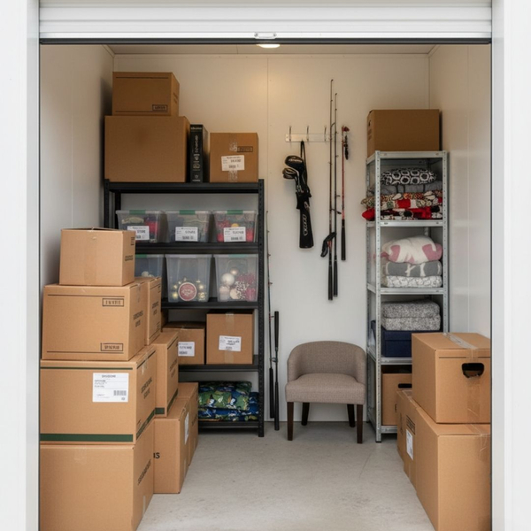 small storage unit with shelving