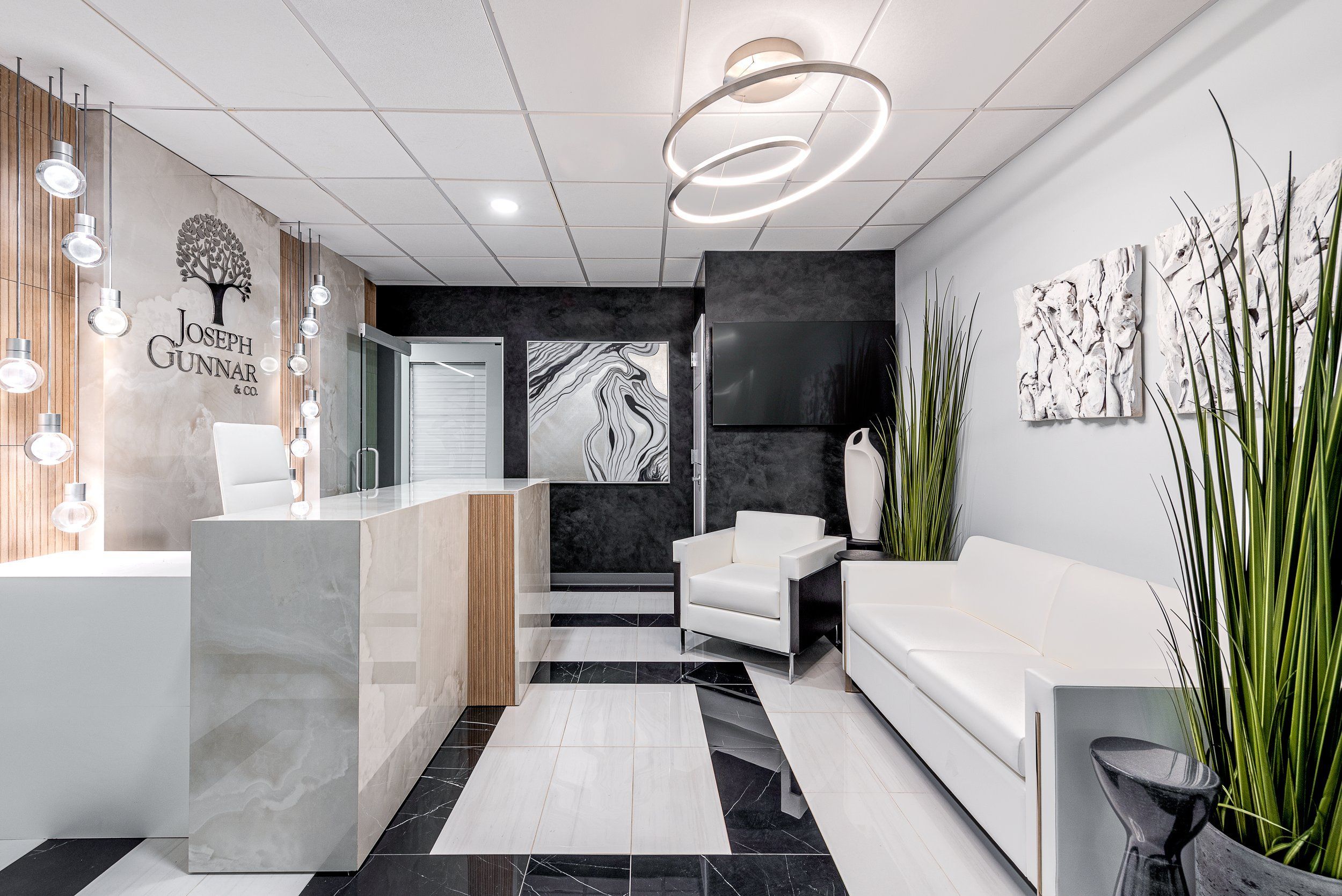 Modern Office Reception Design for Joseph Gunnar & Co. | Serenella Interiors