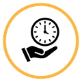 hand holding clock icon