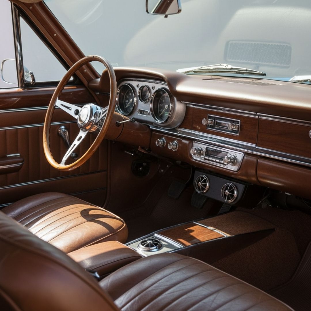 Subtle air conditioning vents inside a classic car