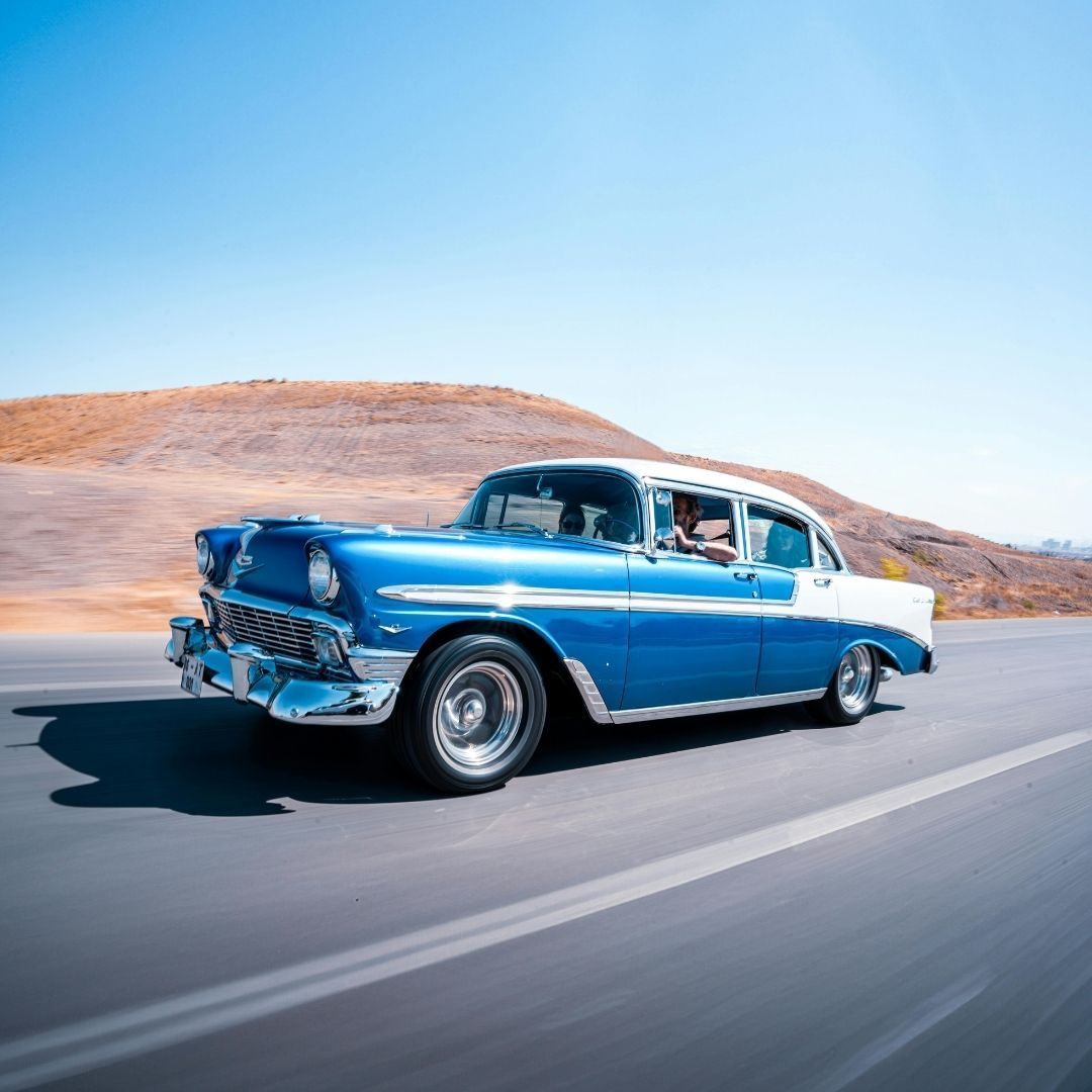 classic car on the road