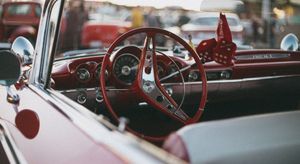 shiny classic red car