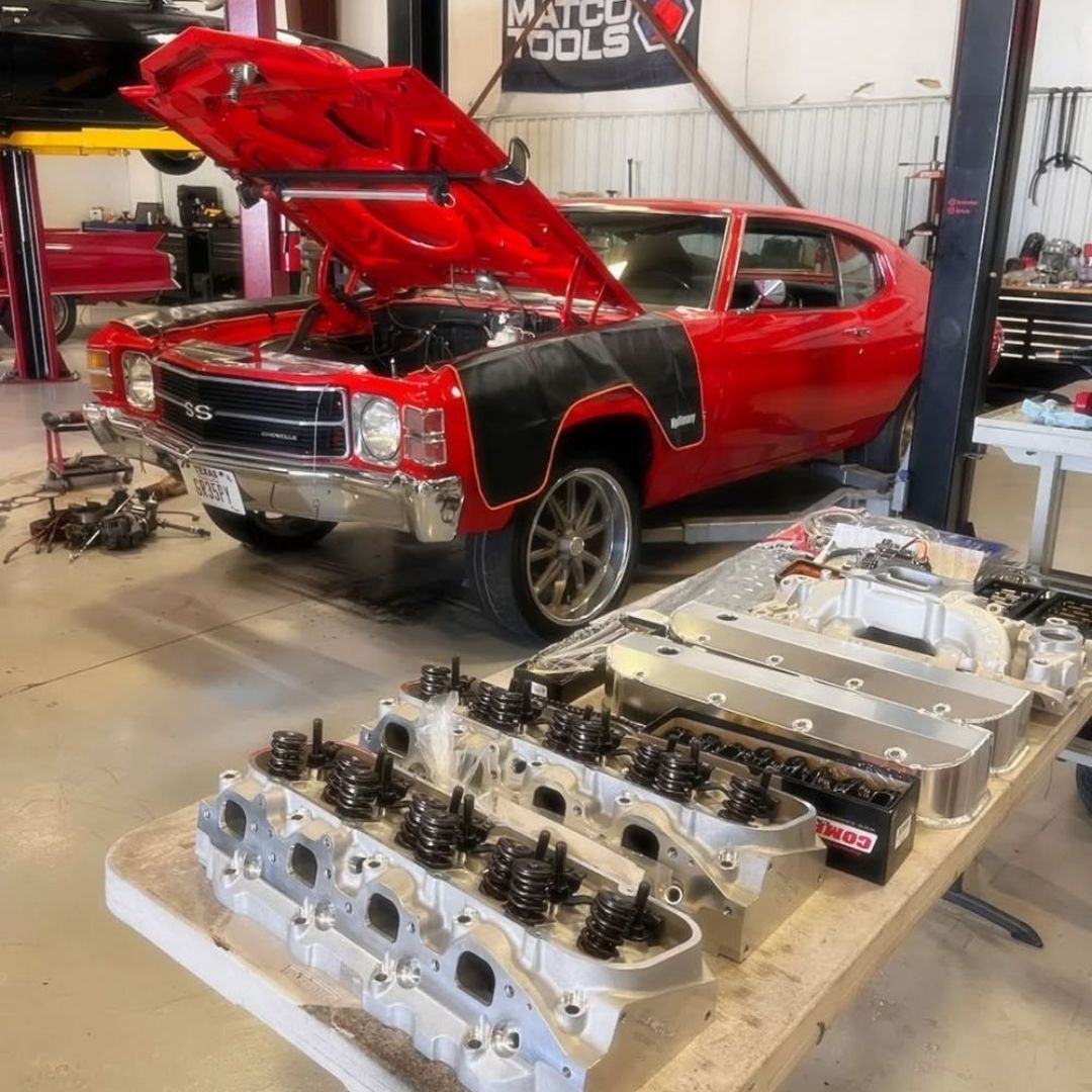 classic car in a shop