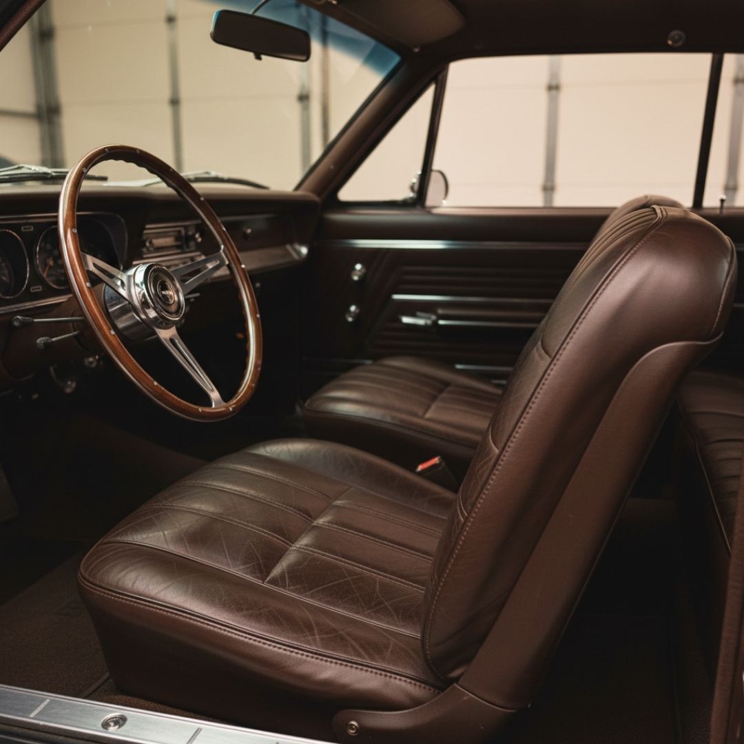 a newly upholstered classic car seat