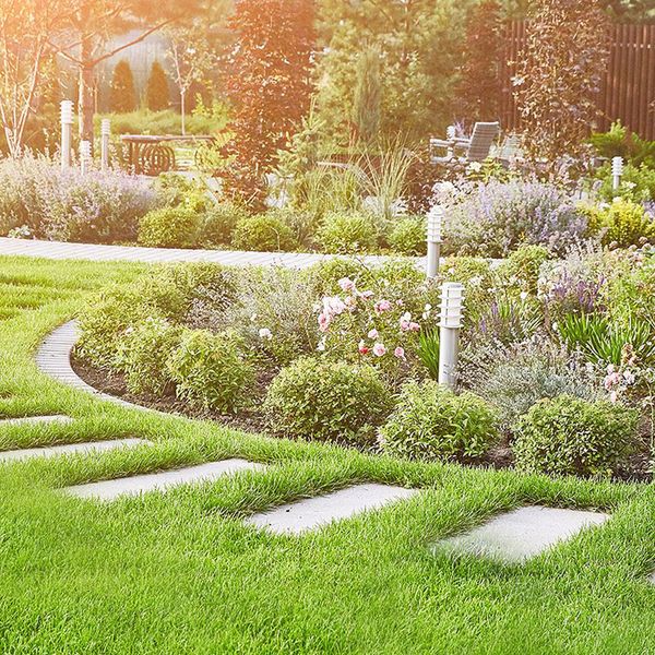 pavers in green grass