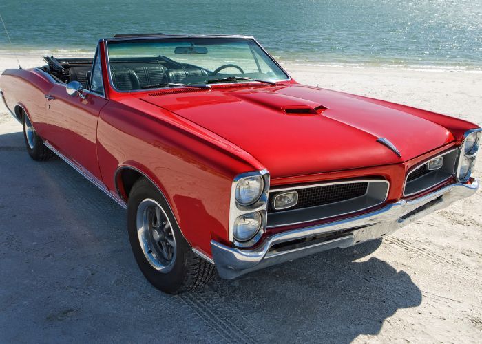 vintage car on the beach