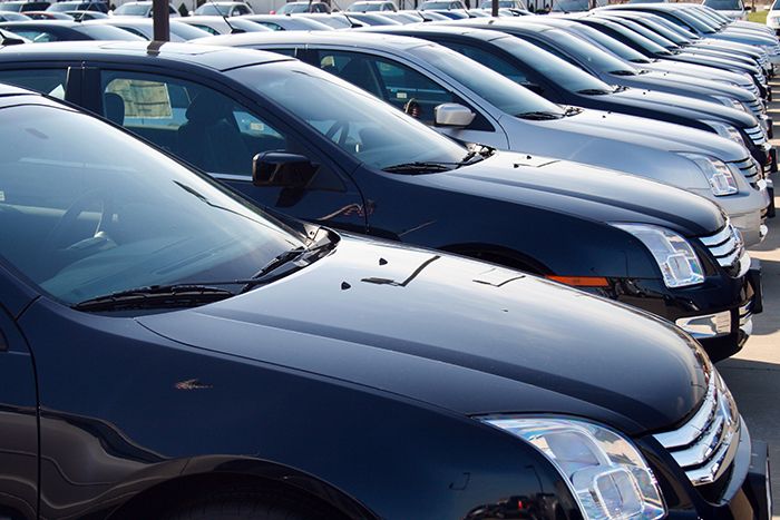 new cars lined up