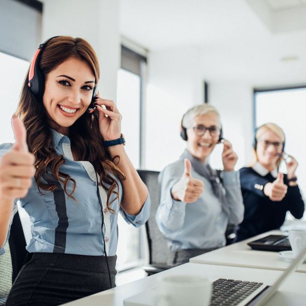 customer service reps on phone headsets