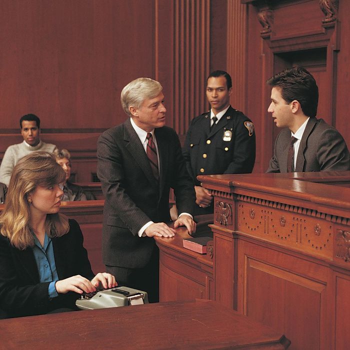 lawyer questioning someone in court