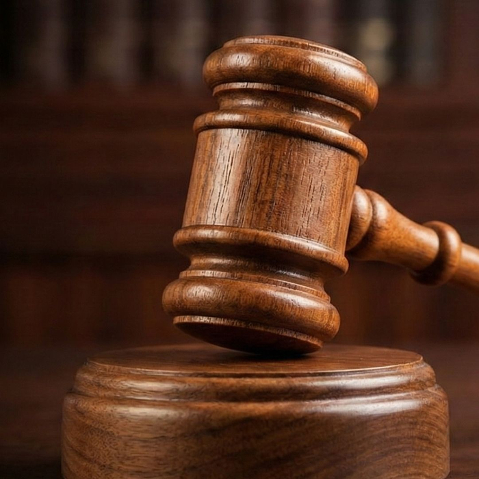 wooden gavel on a sound block