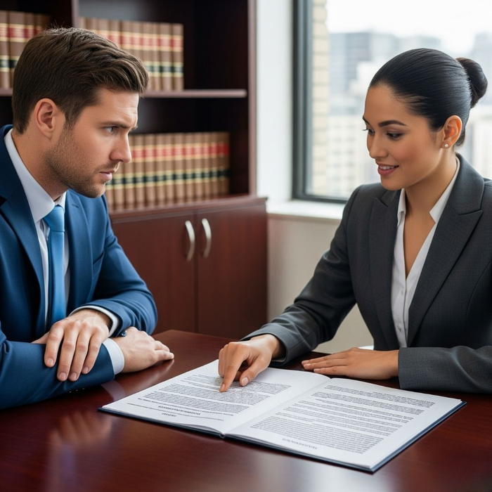 man receives professional legal advice from an attorney 