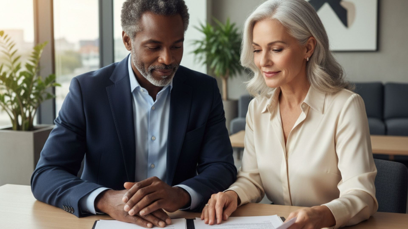 Two people reviewing a will Two people reviewing a will
