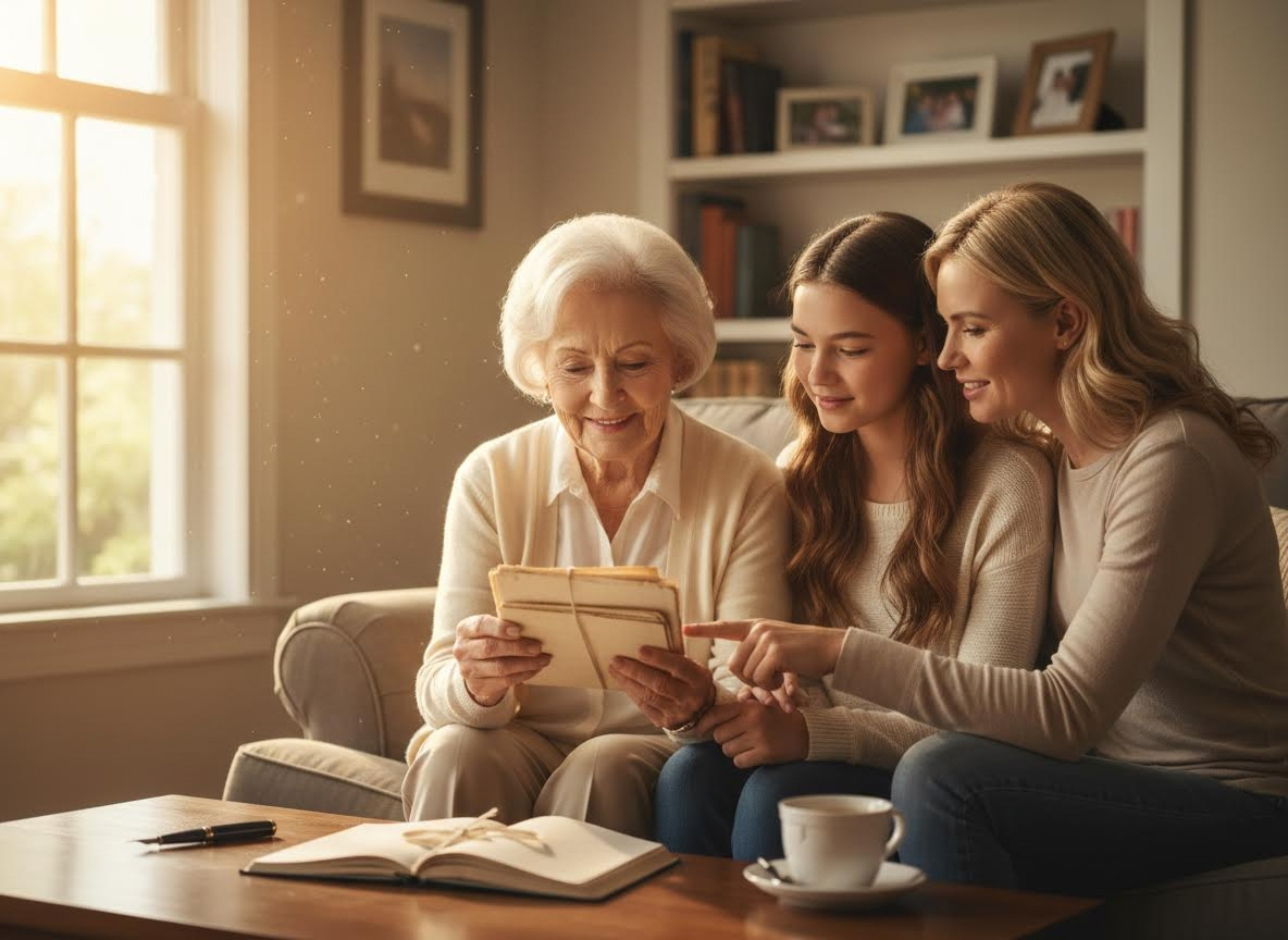 Three Generations Sharing Family Memories