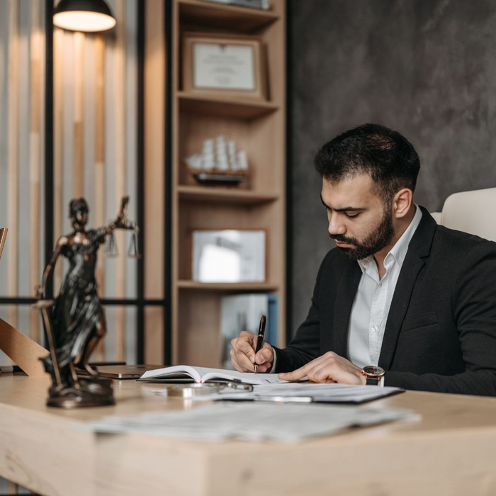 lawyer reviewing paperwork