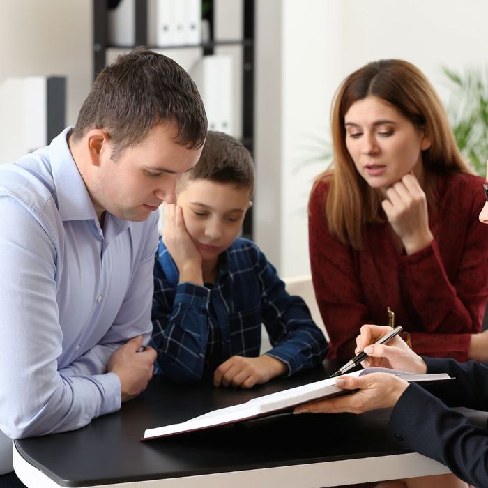 Parents looking over a custody agreement