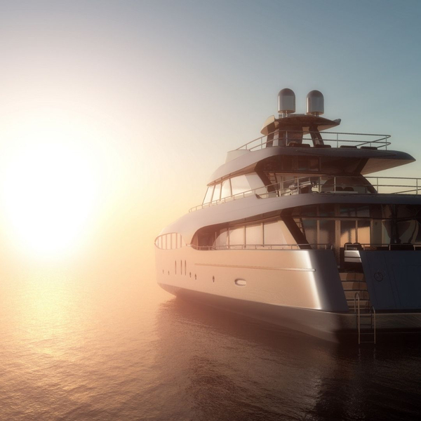 boat on ocean at sunset