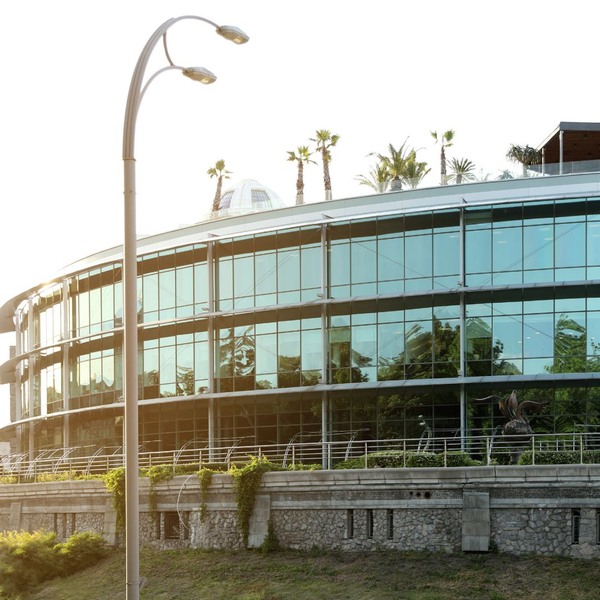 commercial building with tinted windows