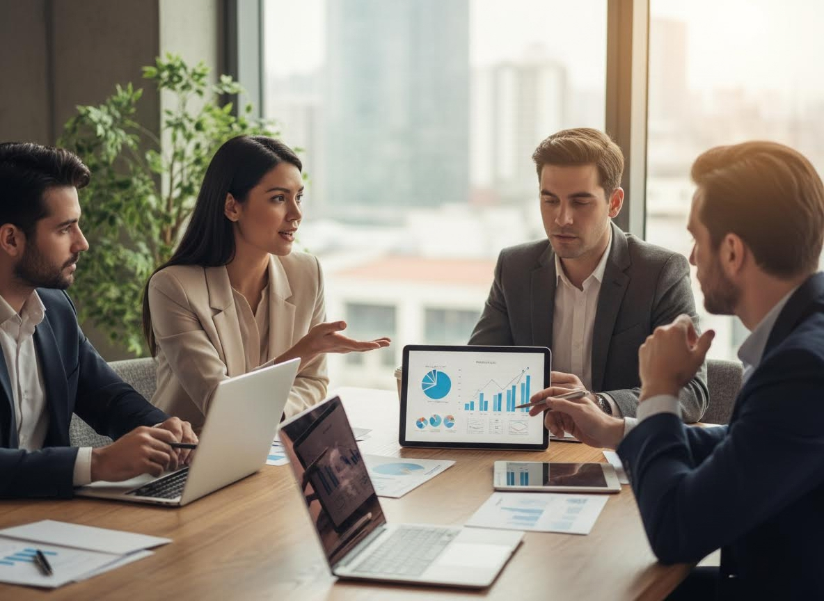 Business Professionals Analyzing Data in a Meeting