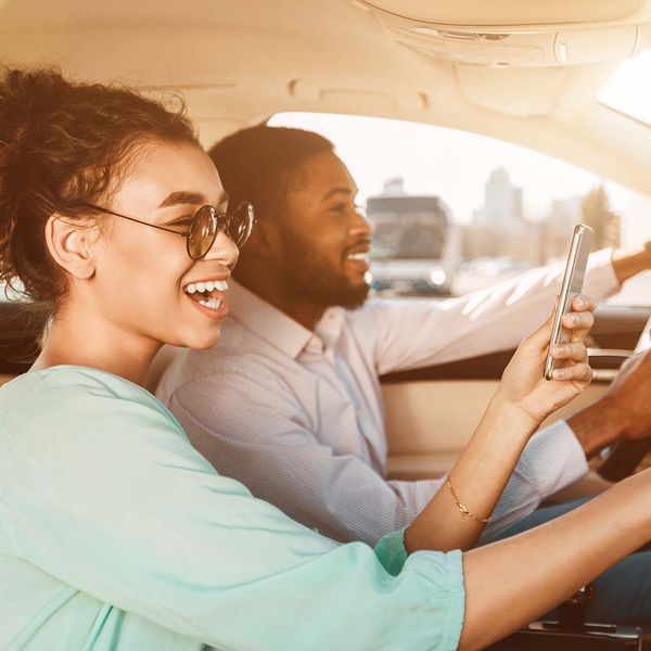 Woman navigating for the driver