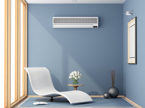 Mini-split air conditioner inside of a room