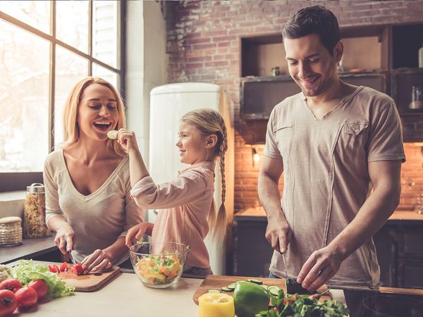 Family cooking in the kitchen