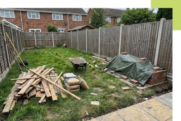 A yard with junk