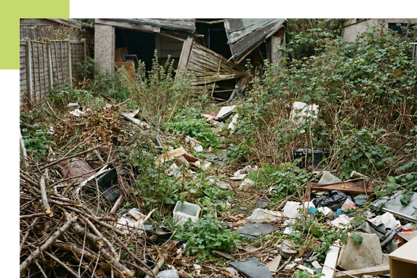 A yard with tons of junk