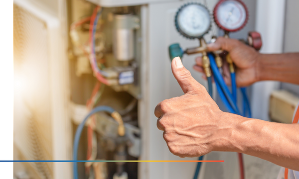 Close up of Air Conditioning Repair, Repairman on the Floor Fixing AC Unit