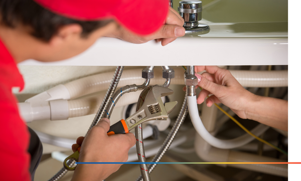 plumber working on a sink