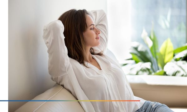 Person relaxing on a couch