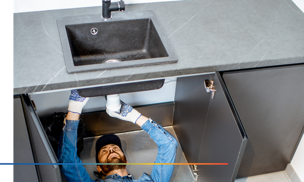 Plumber working on sink