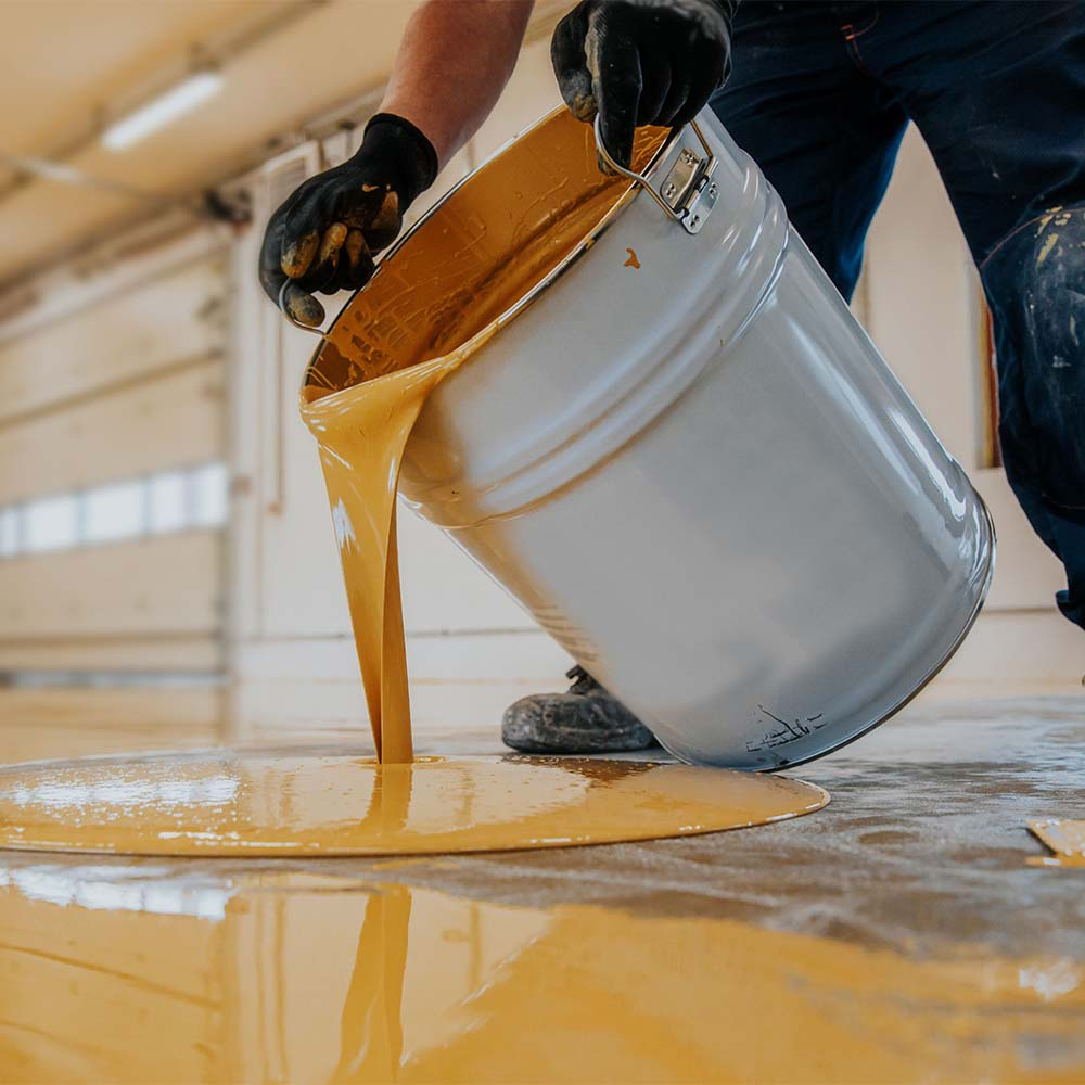 bucket pouring floor coating