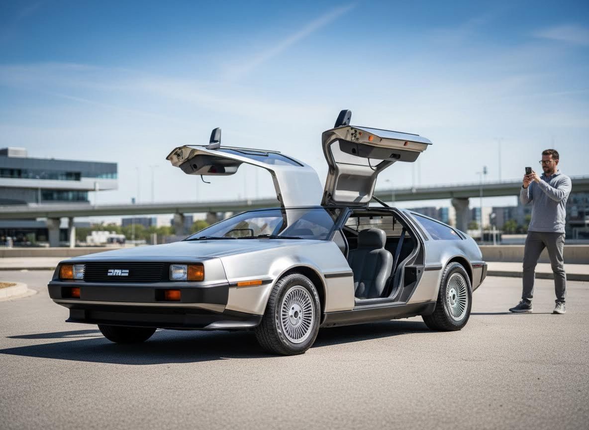 DeLorean DMC-12 with Gull-Wing Doors Open