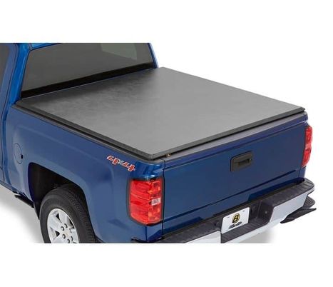 Blue truck with bed cover