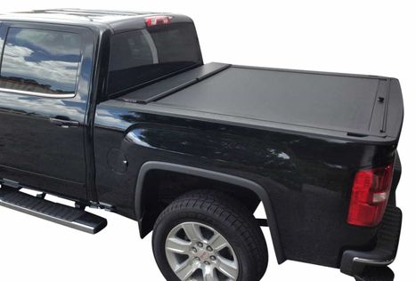 Black truck with bed cover Black truck with bed cover