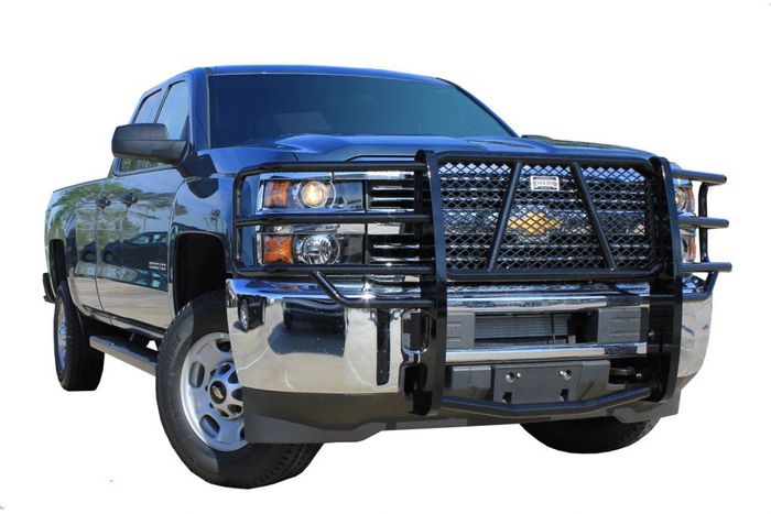 Aftermarket grill guard on truck